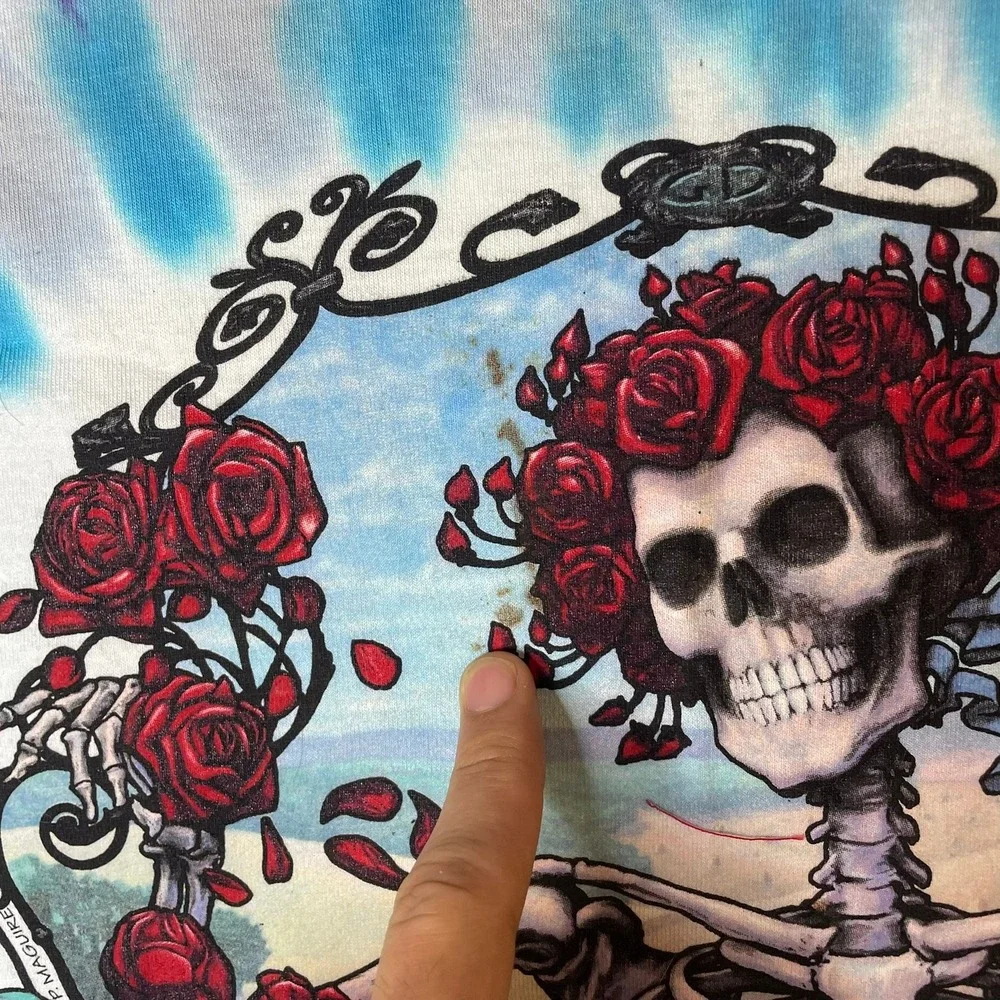 New! Liquid Blue Grateful Dead Skeleton Roses‎ Tie Dye T Shirt 2X - Picture 7 of 10